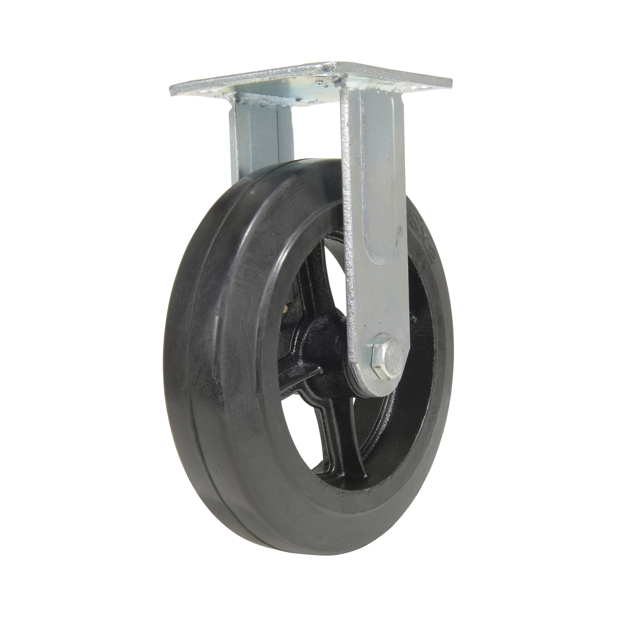 Vestil Rubber Rigid Caster - 8in. x 2in., 551-Lb. Capacity, Aluminum Core, Model# CST-VE-8X2MR-R